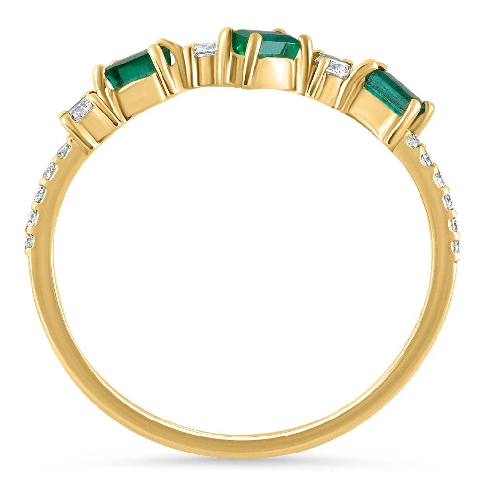 Pompeii3 1/3Ct Emerald & Diamond Stackable Ring Anniversary Wedding Band 14k Yellow Gold 3