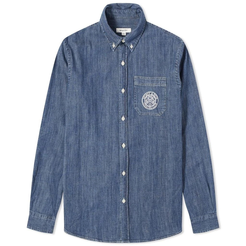 Sporty & Rich Sporty & Rich Conneticut Crest Denim Shirt 1