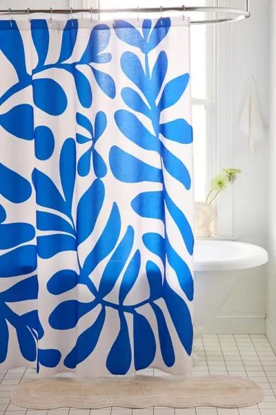 DENY Designs Little Dean For Deny Blue Foliage Shower Curtain 1