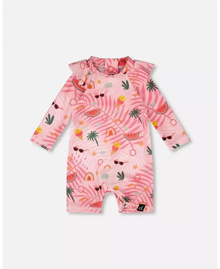 Deux par Deux Baby Girls One-Piece Long Sleeve Rash guard Beach Print