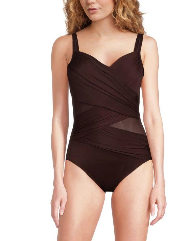 Miraclesuit ​Ruched Mesh-Panel One-Piece Swimsuit 1