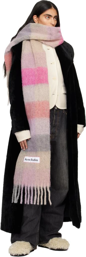 Acne Studios Pink & Purple Mohair Checked Scarf 2