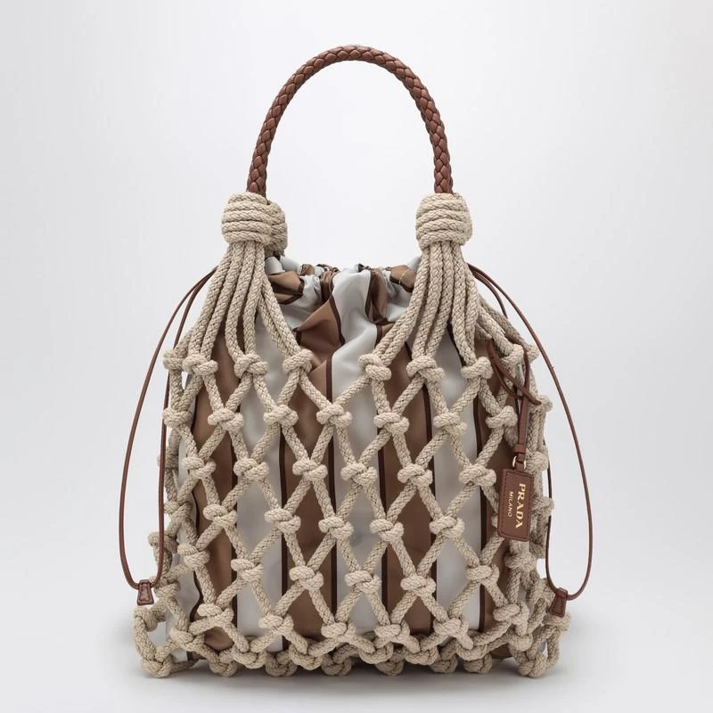 Prada Prada Noué medium bag in rope/camel - Tote Bags - Save Extra 10% ...