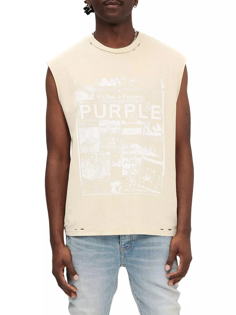 Purple Brand Textured Cotton Jersey Muscle Tank 1