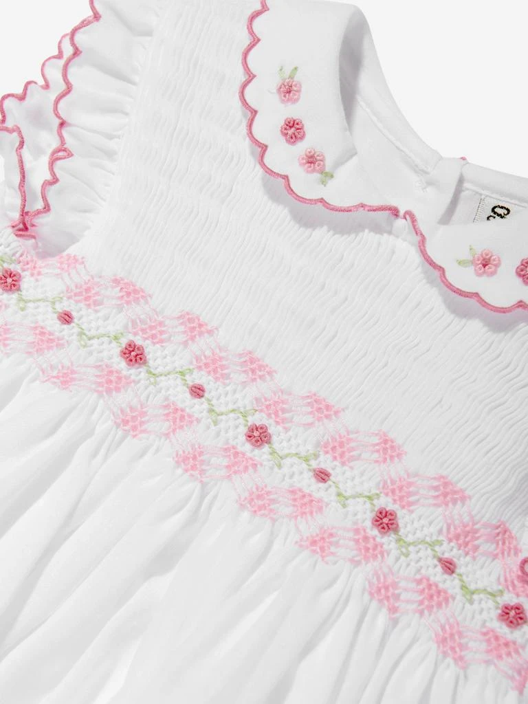 Sarah Louise Baby Girls Smocked Dress in White 3