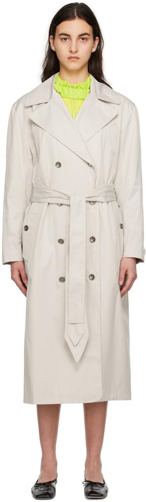 TheOpen Product Beige Stud Belt Trench Coat