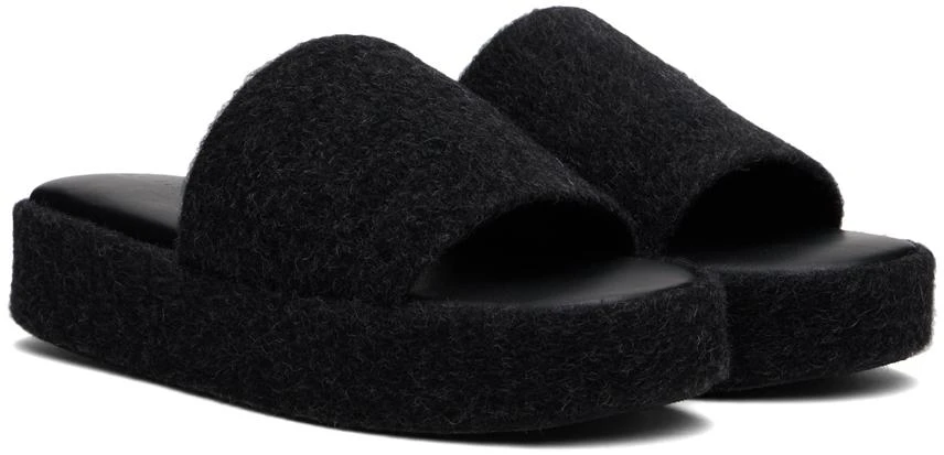 LAUREN MANOOGIAN Black Brushed Platform Sandals 4
