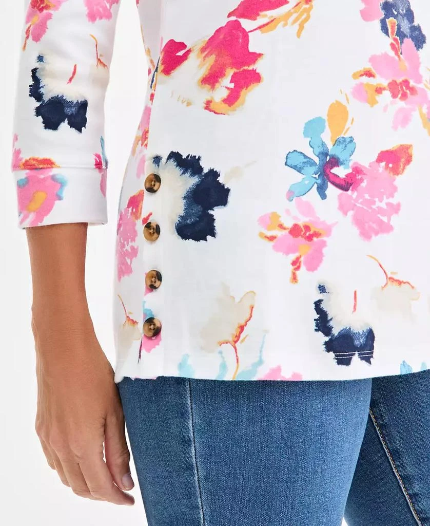 Style & Co Petite Crewneck Button Floral Essence Top 2