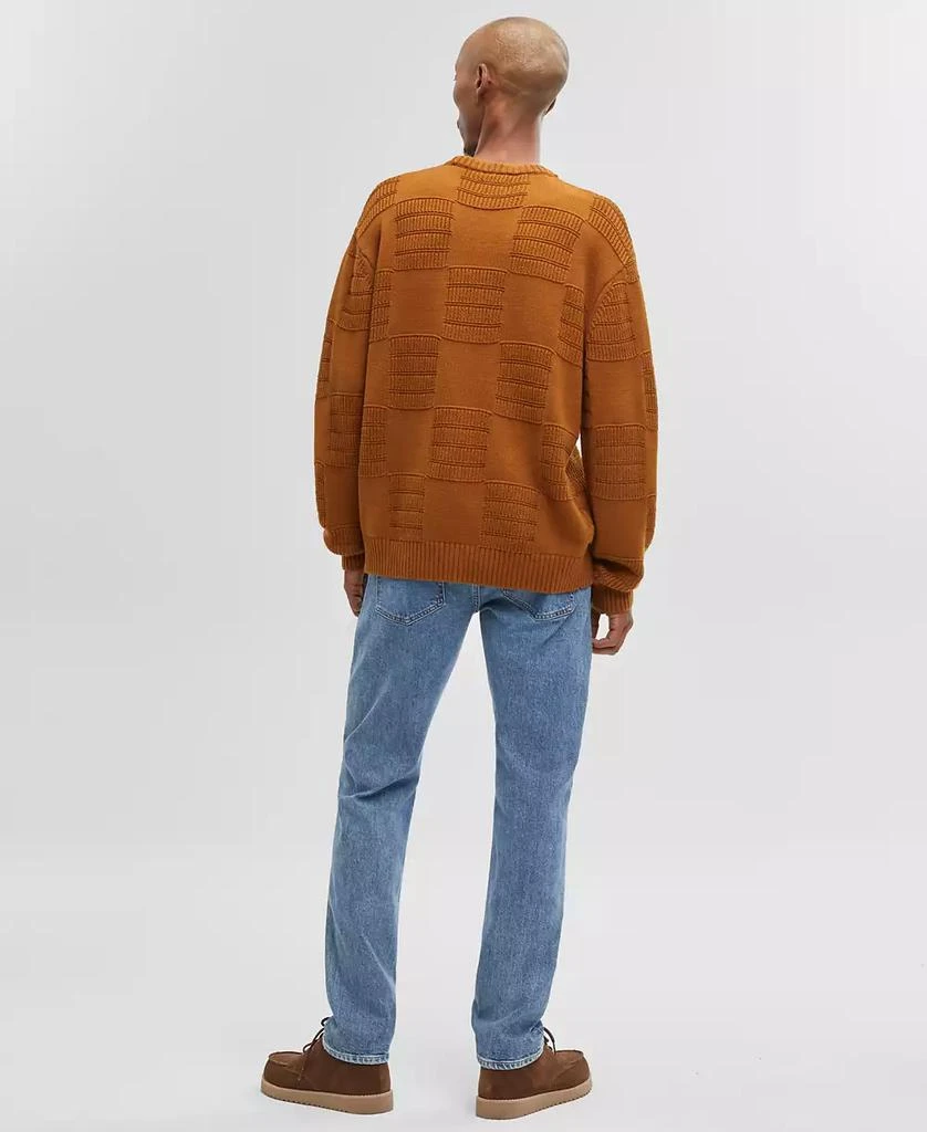 Mode of One Men's Long-Sleeve Relaxed-Fit Textured Check Sweater, Created for Macy's 3