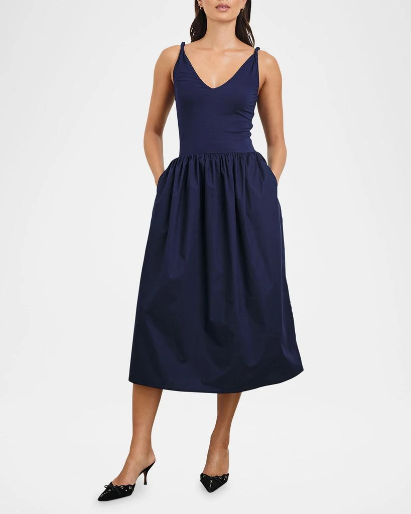 Rails France Solid Poplin Jersey Midi Dress 4