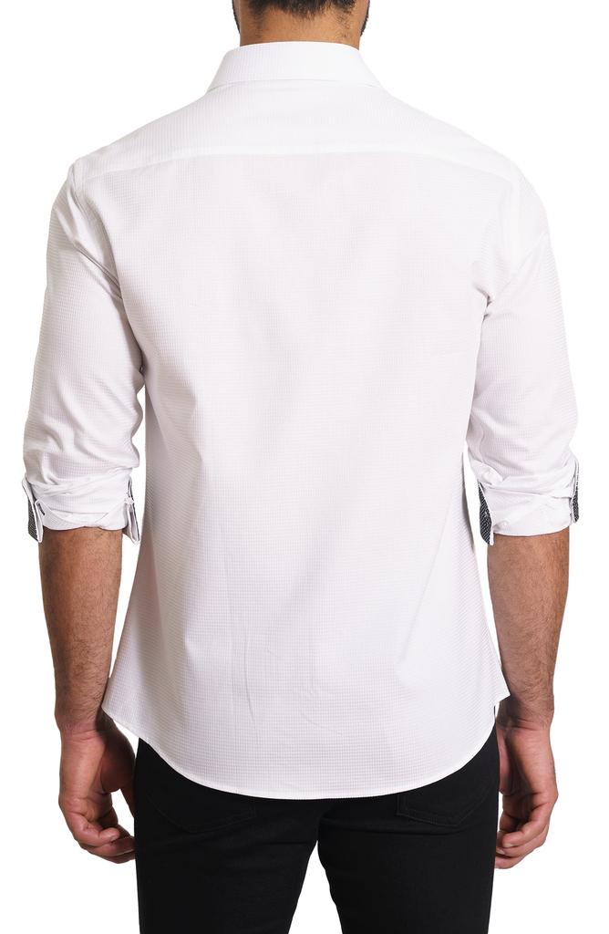 Jared Lang Textured Long Sleeve Cotton Button-Up Shirt