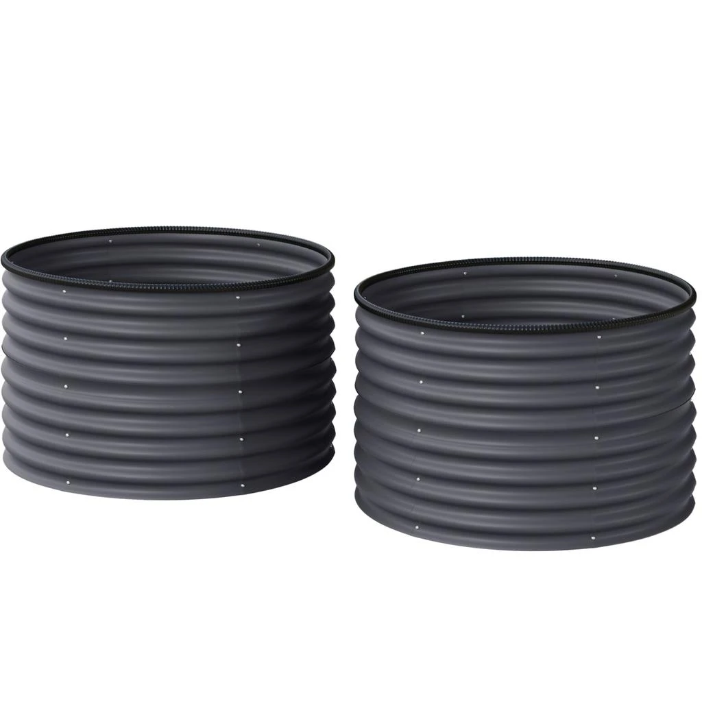 Hivvago Metal Stock Tank Planters for Garden, Set of 2