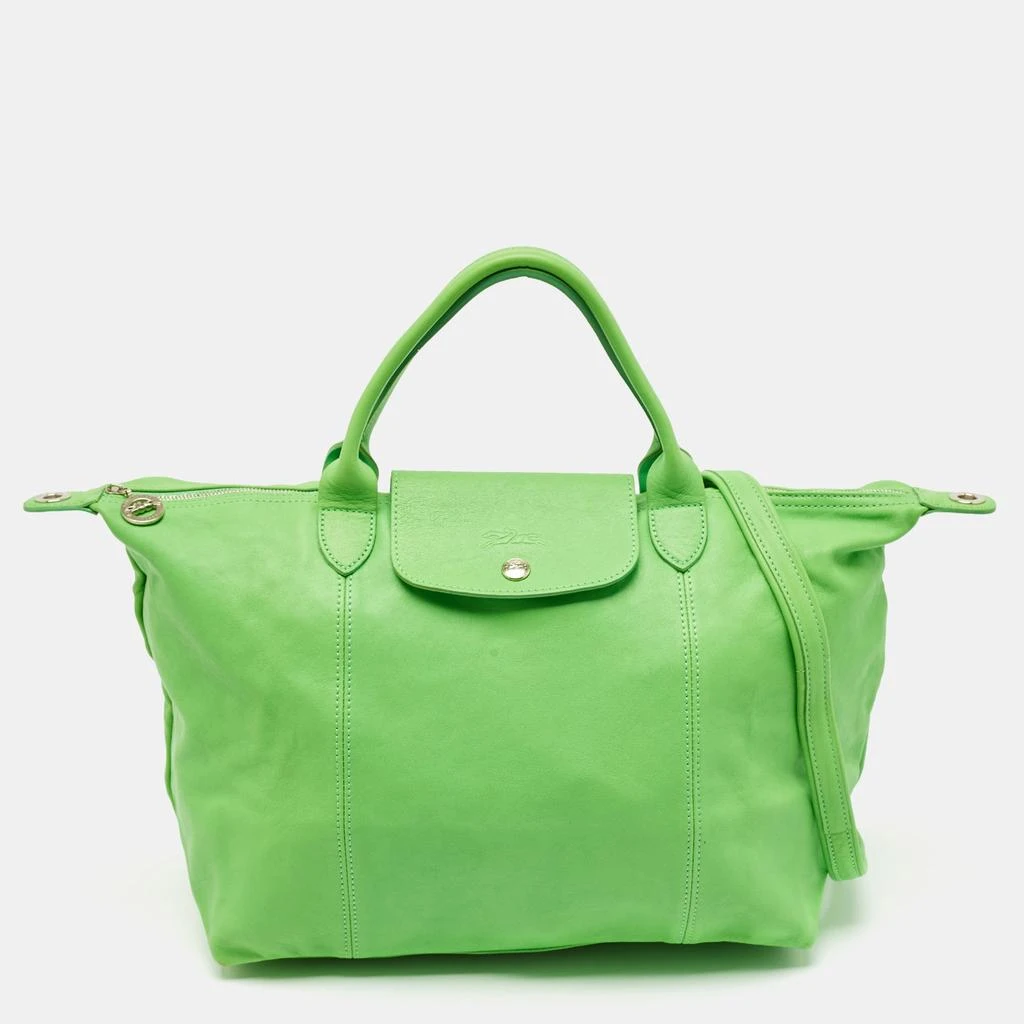 Longchamp Green Leather Le Pliage Tote 1