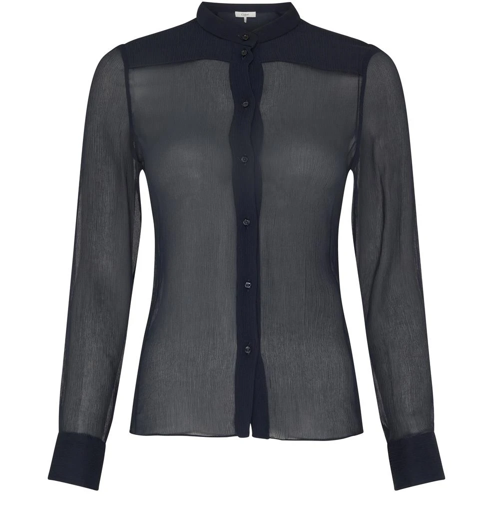 Chloé Fitted collarless silk crepe blouse 2