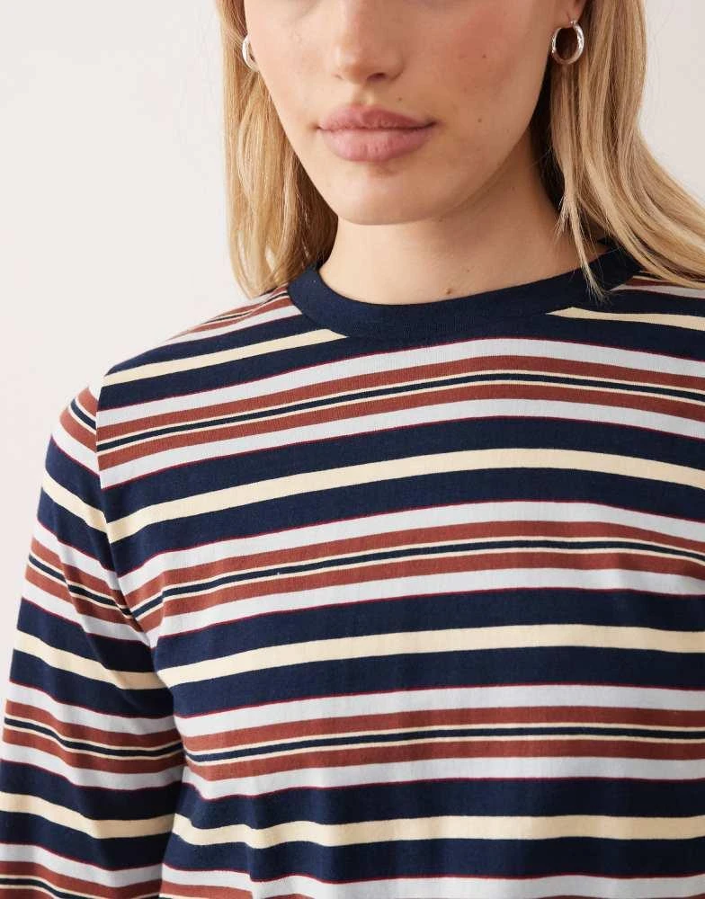 ASOS ASOS DESIGN Taylor longsleeve pyjama top in navy, yellow and brown stripe 3
