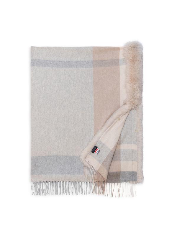WOLFIE FURS Made For Generations™ Plaid Shearling Trim Ruana