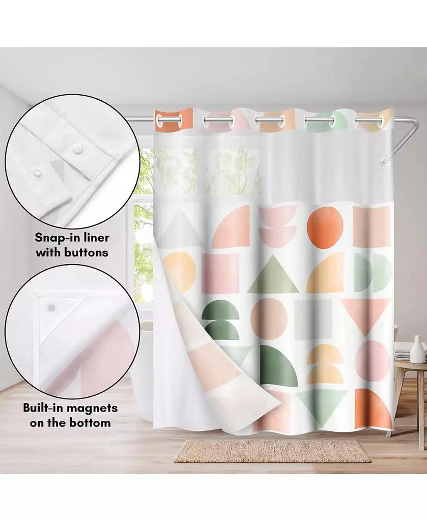Americanflat 72x75 Hookless Shower Curtain - Abstract Orange Green Shower Curtain with Sheer Panel, Snap-In Liner, and Grommets - 100% Polyester 4