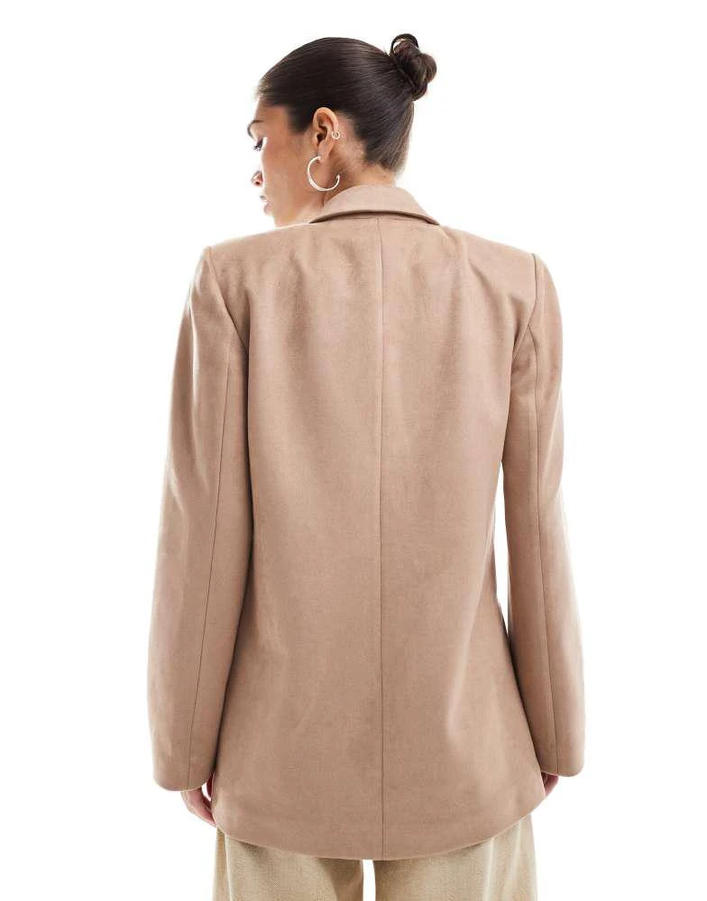 ASOS ASOS DESIGN suedette oversized blazer in tan 3