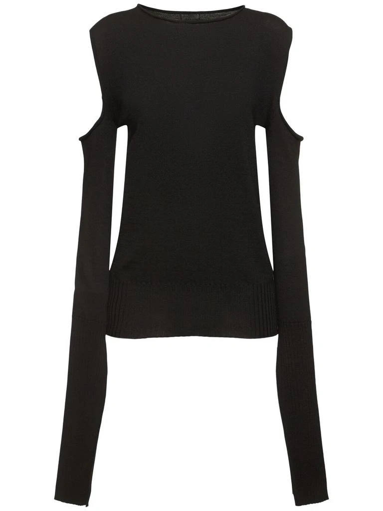 Rick Owens Long Sleeve Wool Knit Top W/cutouts 1