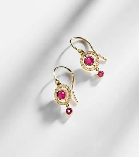 Ileana Makri Orbit 18kt gold drop earrings with rubies and diamonds 5