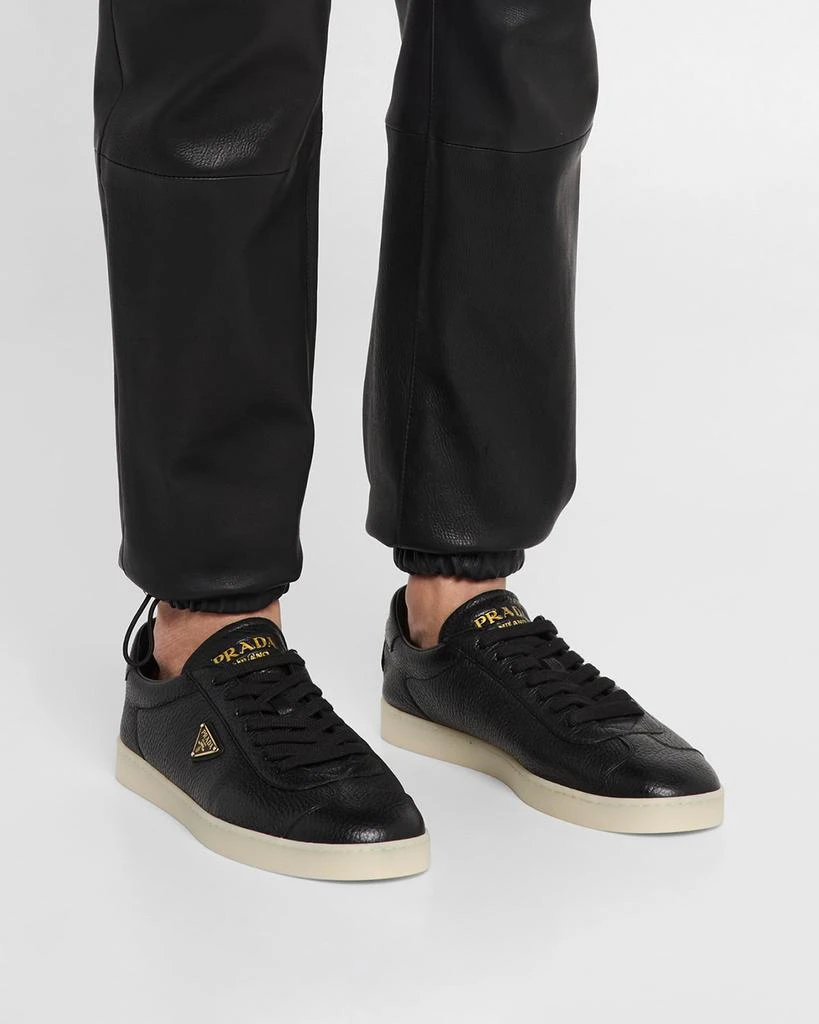 AUTHENTIC Prada Black Leather Low Top Sneakers Men’s Shoes 11.5 Prada Sports Men main image 3