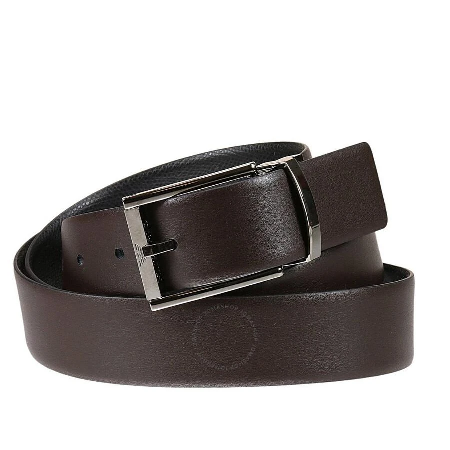Emporio Armani Boarded Printed Leather And Smooth Leather Reversible Belt 2