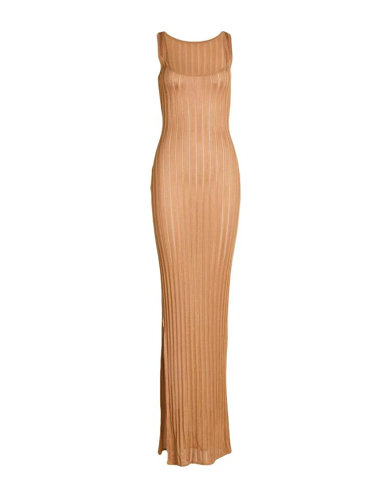 lioness halter neck back split midi dress in beige stripe Lioness Bloom Beige Long Sleeve Top