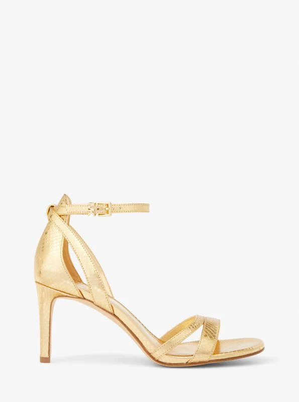 Michael Kors Kimberly Metallic Snake Embossed Leather Sandal 2