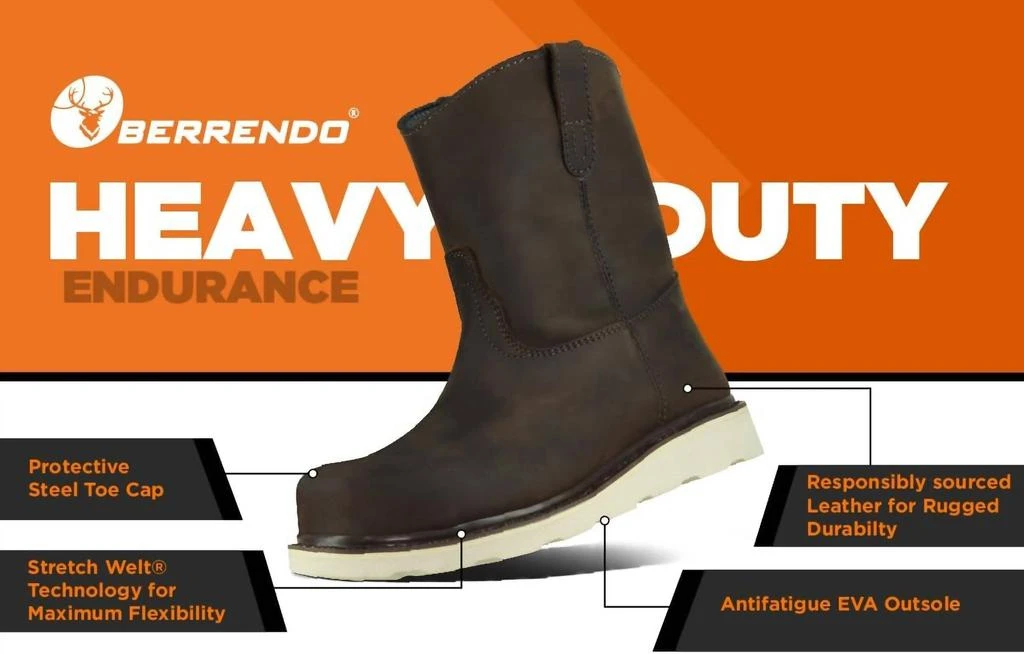 8” Wellington Steel Toe Work Boots – Electrical Hazard Rated  display picture 2