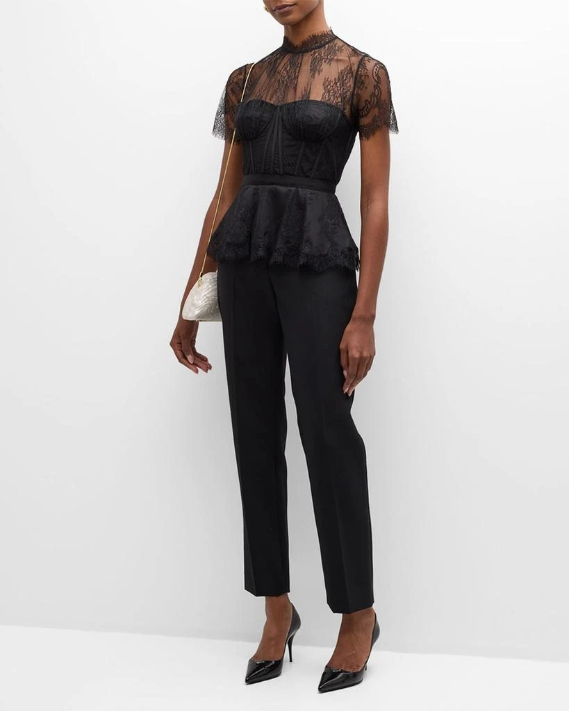 SIMKHAI Kehlani Sheer Lace Short-Sleeve Peplum Bustier Top 3