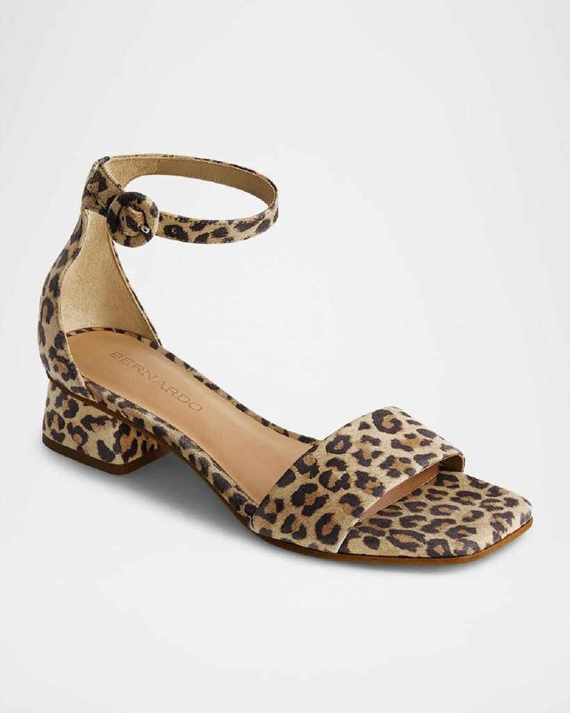 Bernardo Jalena Leopard-Print Suede Block-Heel Sandals 2