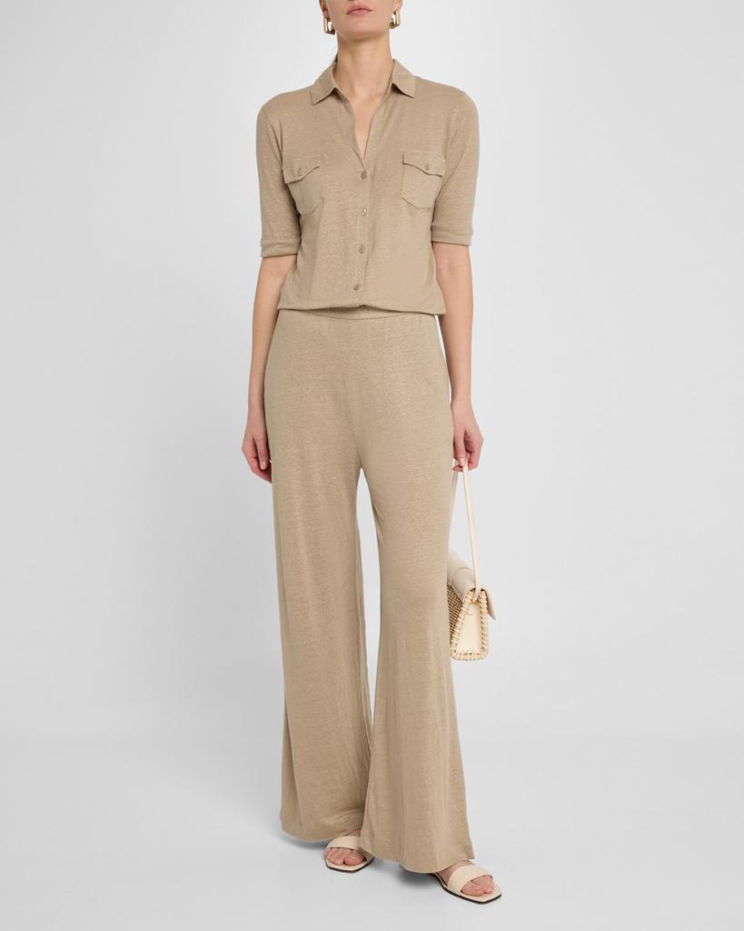 MAJESTIC FILATURES Wide-Leg Stretch Linen Lounge Pants