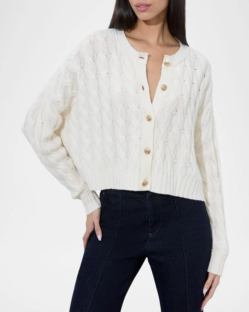 Alice + Olivia Cecilie Cropped Cable-Knit Cardigan 4