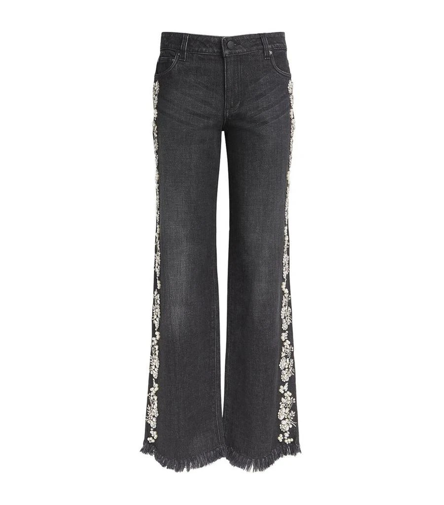 Alice + Olivia Embellished Roxie Straight Jeans 1