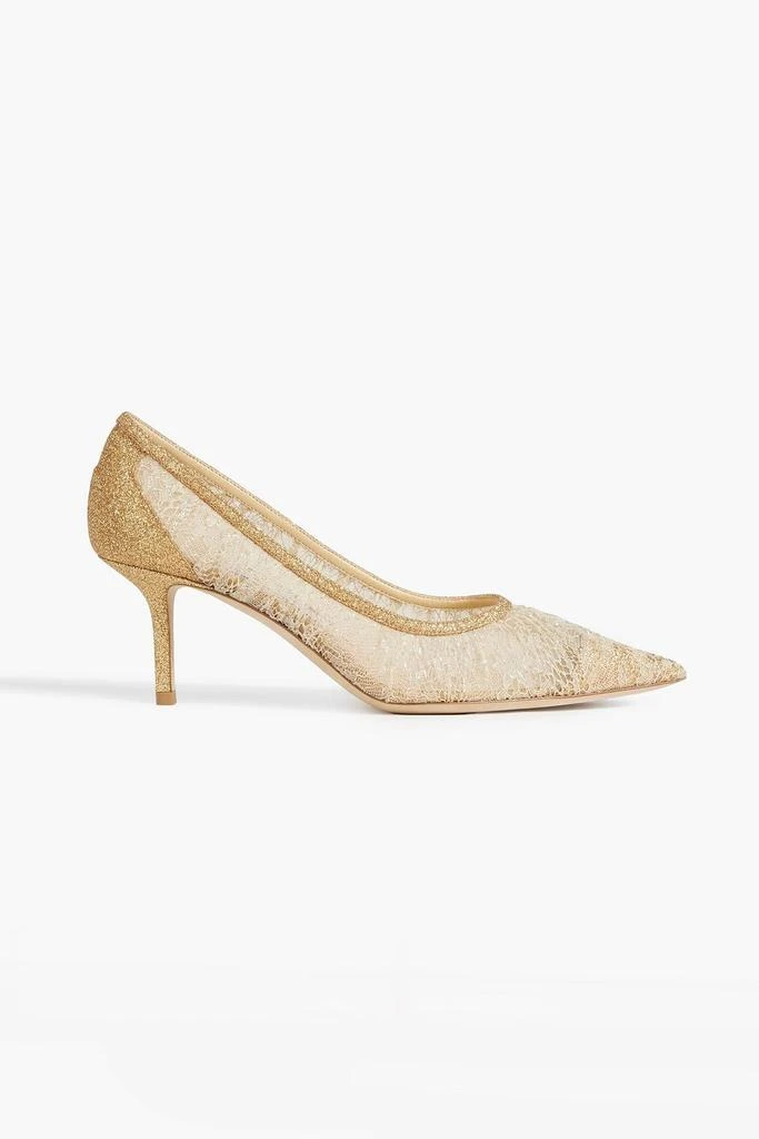 Jimmy Choo Love 65 metallic lace and leather pumps 1