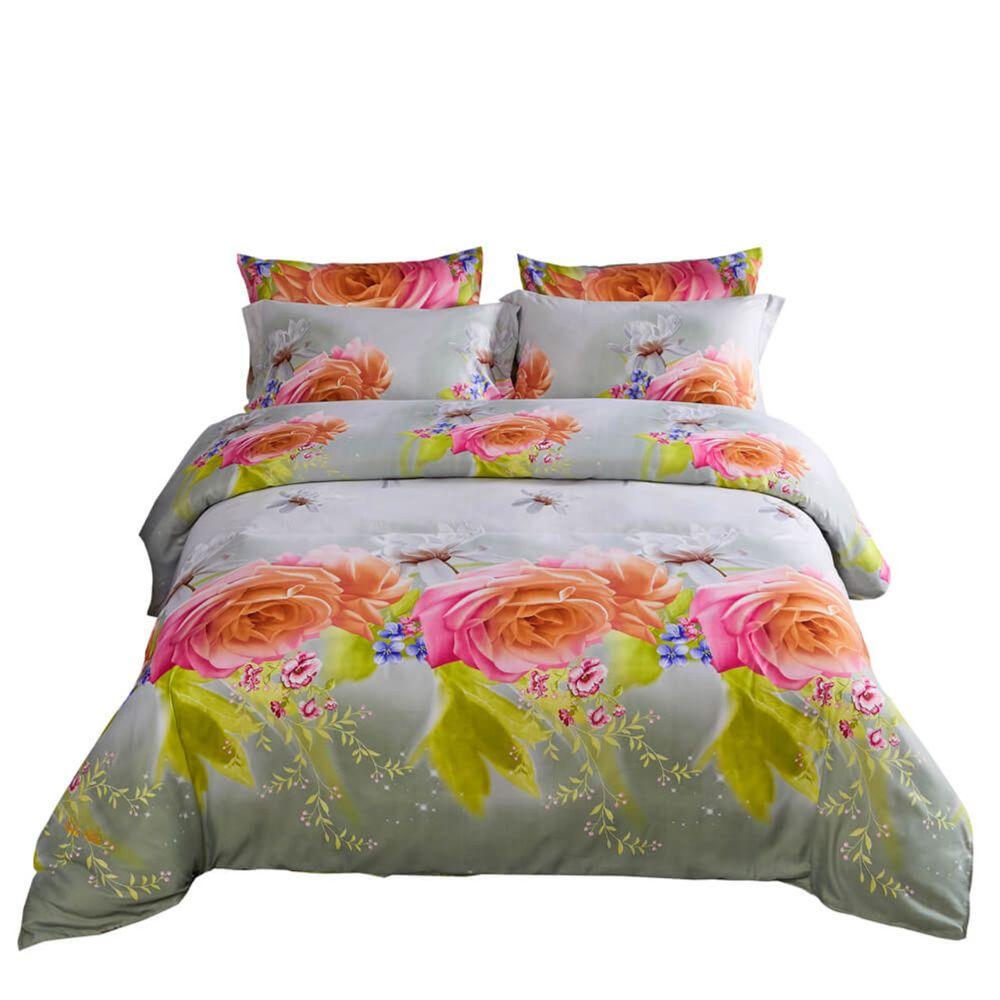 Dolce Mela Dolce Mela Duvet Cover Set, 6 Piece Luxury Floral Bedding -innocence