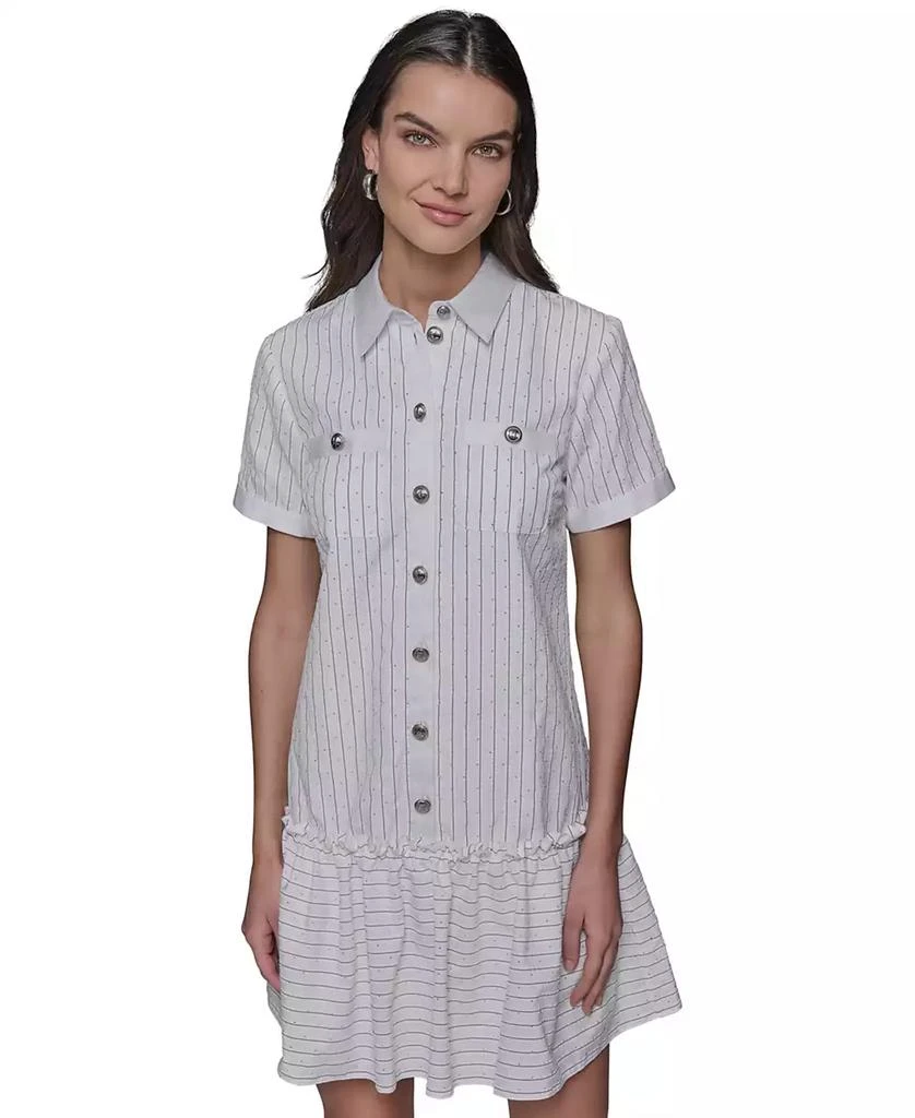 Karl Lagerfeld Paris Women's Embellished Shirred Shirtdress 3