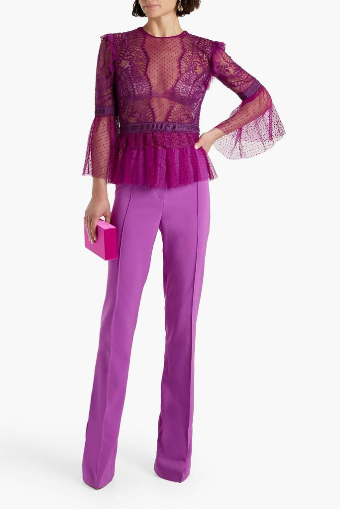 Zuhair Murad Ruffled corded lace and point d'esprit blouse