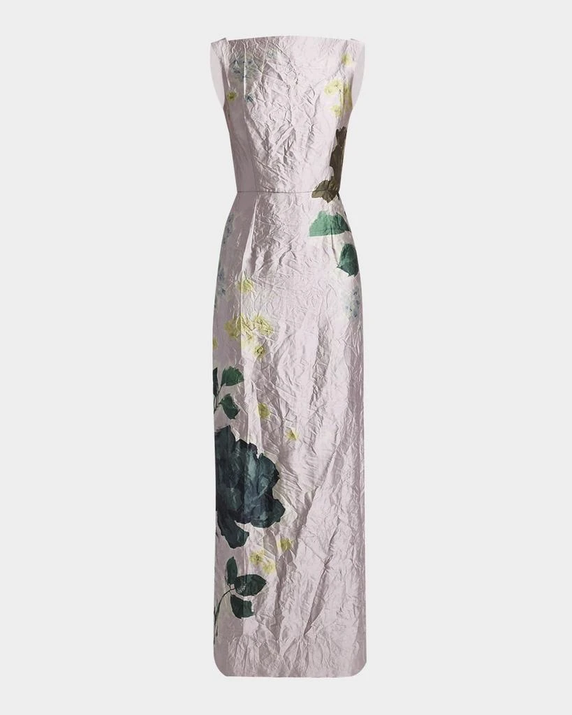 Erdem Floral Crinkle-Effect Boatneck Gown 1