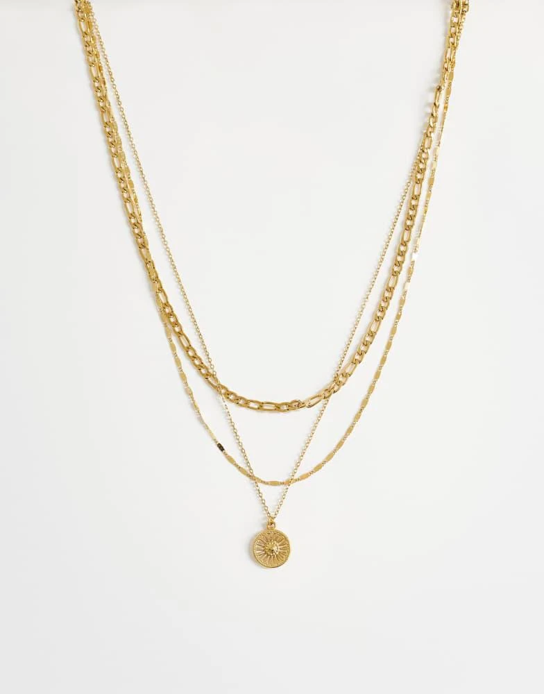Topshop Topshop Nyle stainless steel multi chain necklace with pendants in gold