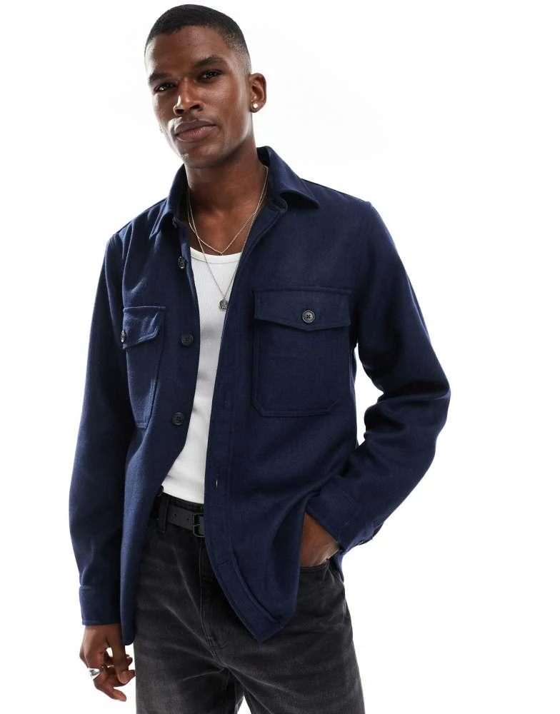 Gant GANT wool blend overshirt in navy blue 1