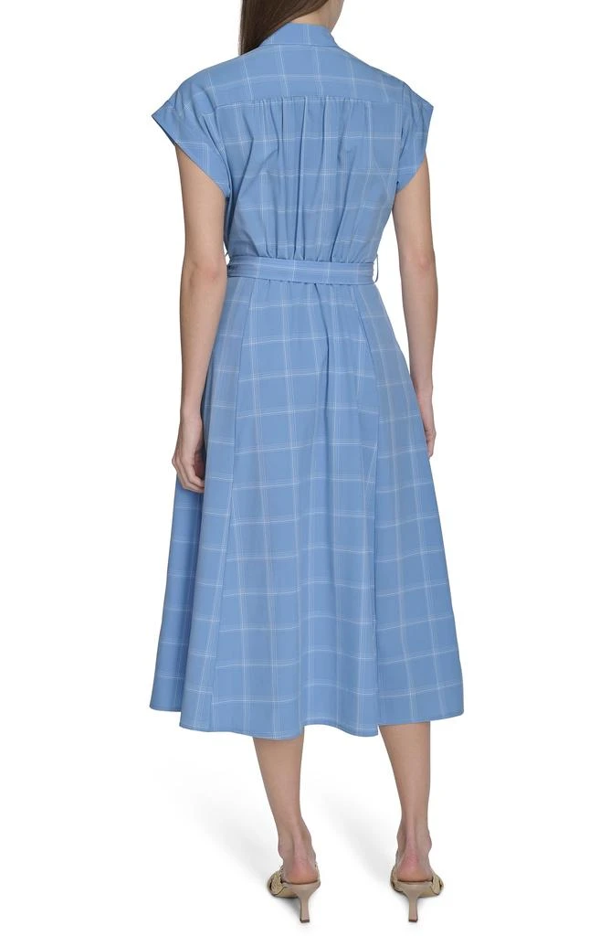 Calvin Klein Windowpane Plaid Cap Sleeve Midi Shirtdress 2