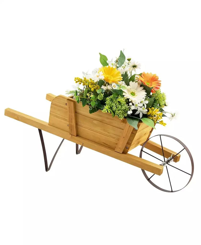 Costway Wooden Wagon Planter Decorative Indoor/Outdoor Rustic Flower Cart with Wheel 10