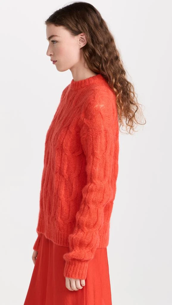 Tibi Soft Mohair Cable Crew Neck Easy Pullover 3