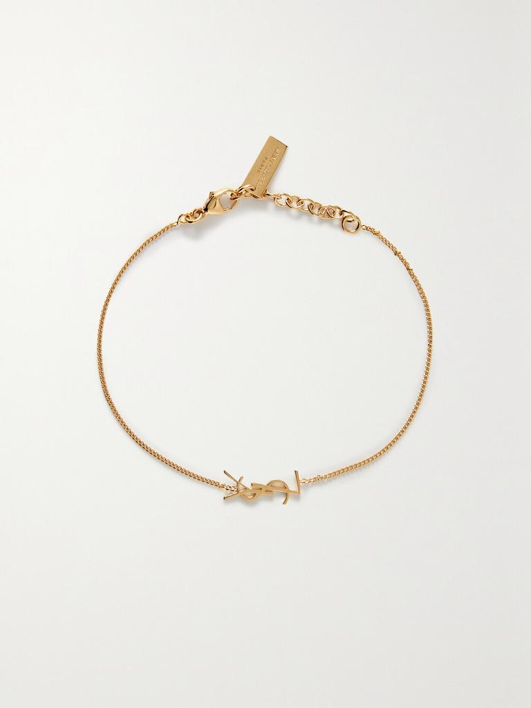 Yves Saint Laurent Saint Laurent Logo Plaque Bracelet Black