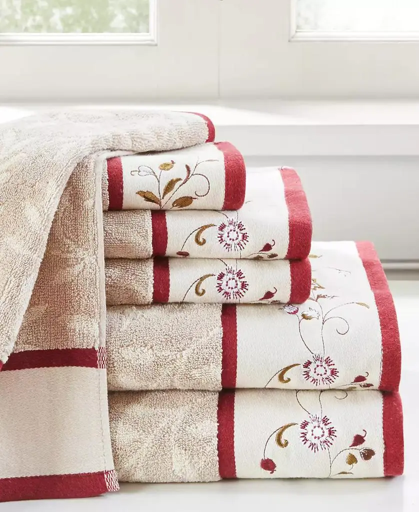 Madison Park Cotton 6-Pc. Embroidered Serene Jacquard