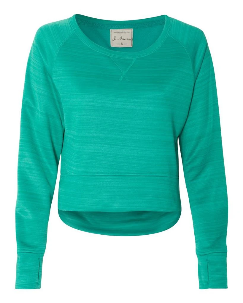 J America Women's Odyssey Striped Performance Fleece Hi-Low Crewneck Sweatshirt 4