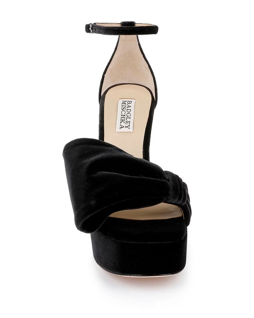 Badgley Mischka Women's Alora II Square Toe Bow Embellished High Heel Platform Sandals 5