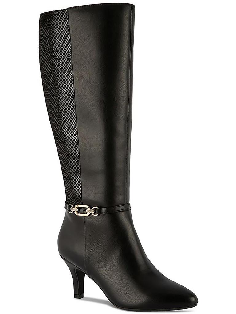 Karen Scott Freylyn Womens Faux Leather Snake Print Knee-High Boots