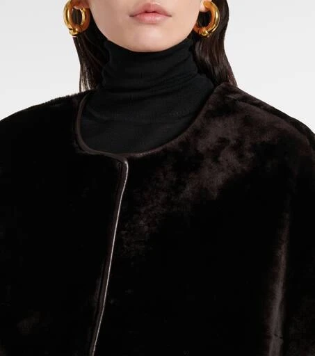 Nour Hammour Lyra scarf-detail shearling jacket 4